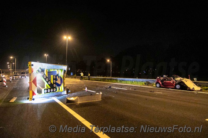 Mediaterplaatse ongeval auto klapt op pijlwagen leimuiden 17052021 Image00007