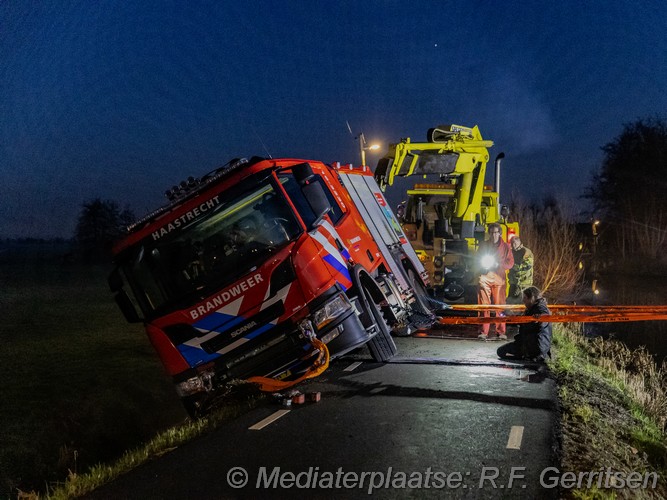 Mediaterplaatse brandweer voertuig bijna te water vlist haastrecht 31012025 Image00018