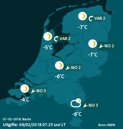 kaart verwachtingen Morgen nacht 06022018